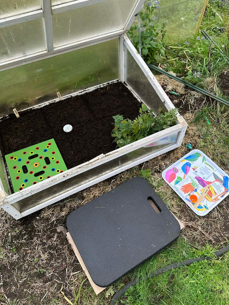 Cold frame with square foot planter